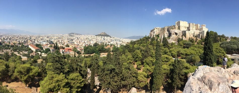 Vue d'Athènes avec l'Acropole et le Mont Lycabette