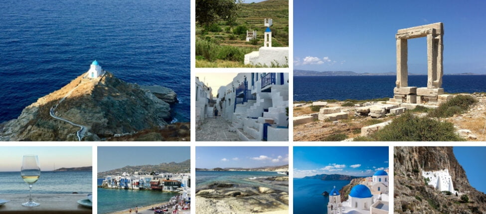 Voyage vacances dans les cyclades : Paros sifnos Kythnos Serifos Milos Kimolos Folegandros Santorin Ios Amorgos Naxos Mykonos Tinos Andros