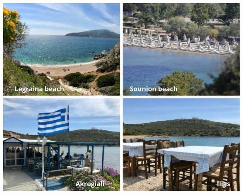 Beaches and tavernas in Sounion 