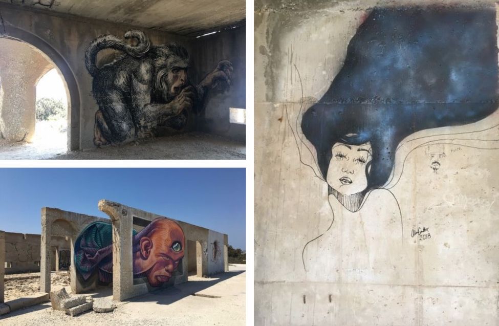 Street art dans un hôtel désaffecté à Naxos dans les Cyclades
