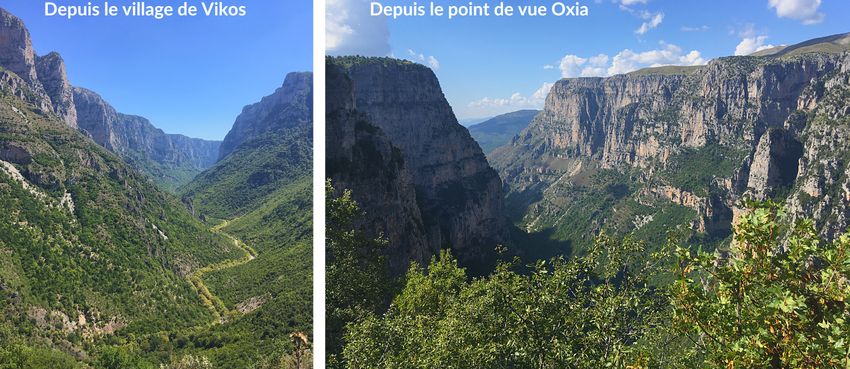 Points de vue sur les gorges de Vikos dans les Zagories en Grèce