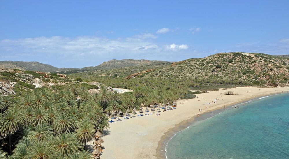 Au nord est de la Crète : la plage et la palmeraie de Vai