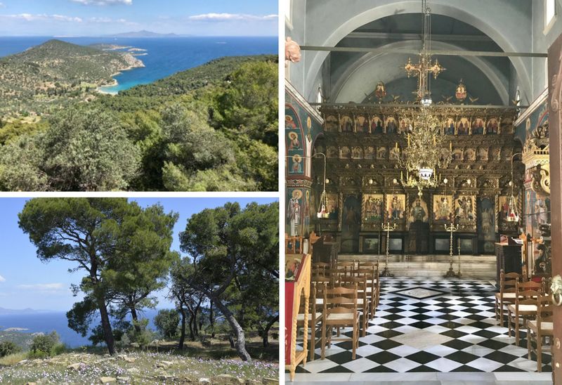 Randonnées, paysages et église à Poros