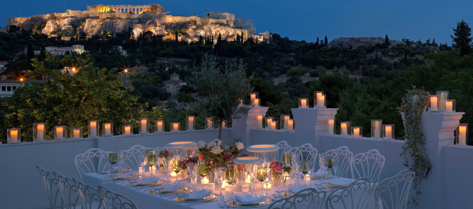 Athenes restaurant vue acropole Kuzina