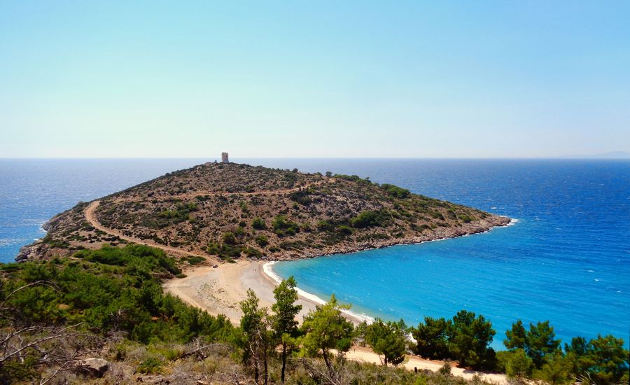 paysage de mer et montagne à Chios