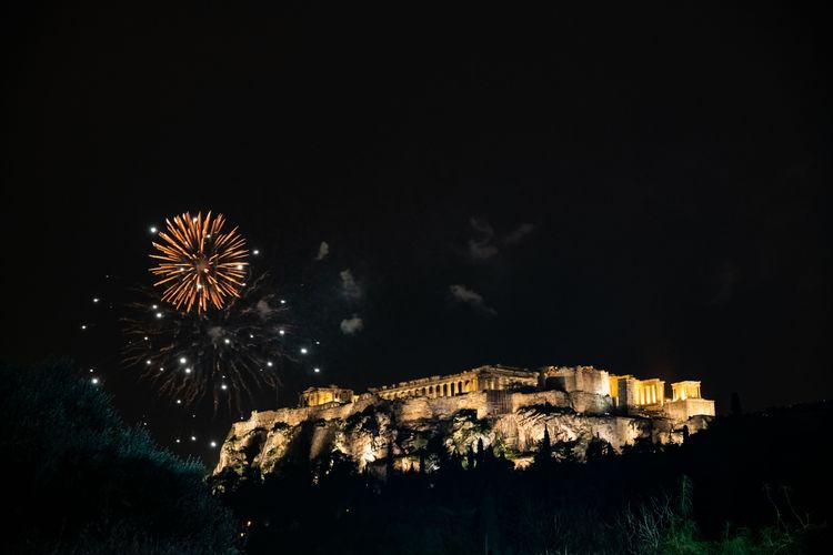 feu artifice fêtes de fin d'année à Athènes