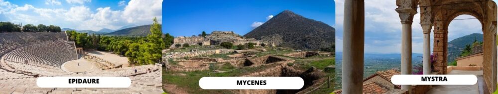 sites inscrits au patrimoine mondial de l'Unesco : Epidaure Mystra et Mycène