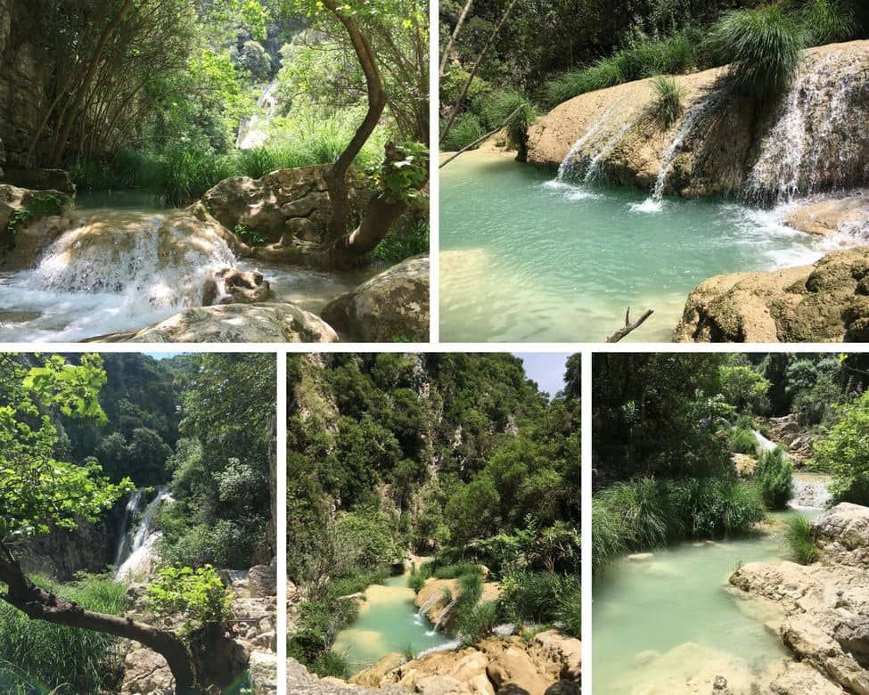 Cascades de Polylimnio, eau bleu et verte, balade à faire en Messénie