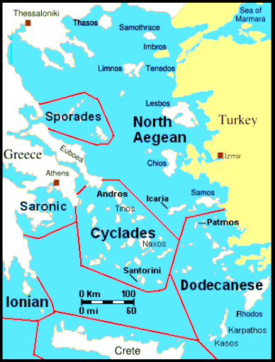 Carte représentant les différentes îles grecques - Wikipedia