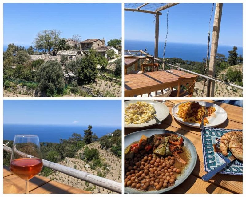 hébergements karimalis, vue sur la vallée et la  mer et déjeuner à Karimalis à Ikaria