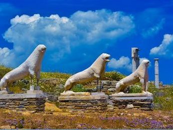 Lions, site archéologique de Délos dans les Cyclades en Grèce