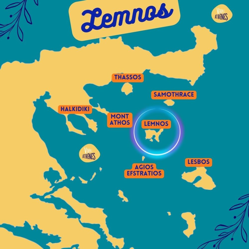 Carte de Lemnos en Grèce