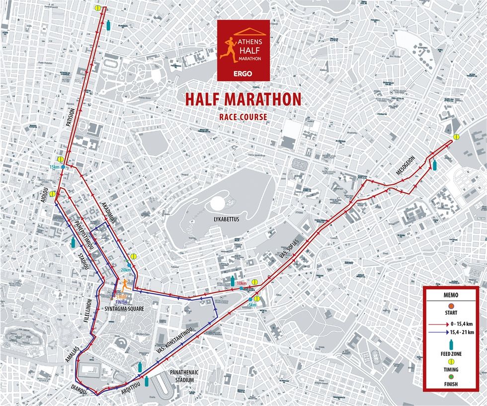 Parcours du semi marathon d’Athènes 2025