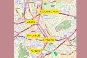 carte du Pedion tou Areos - Champs de Mars d'Athènes