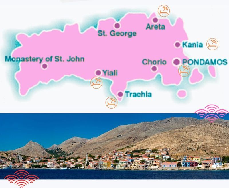 Map of Chalki, Halki with Beaches