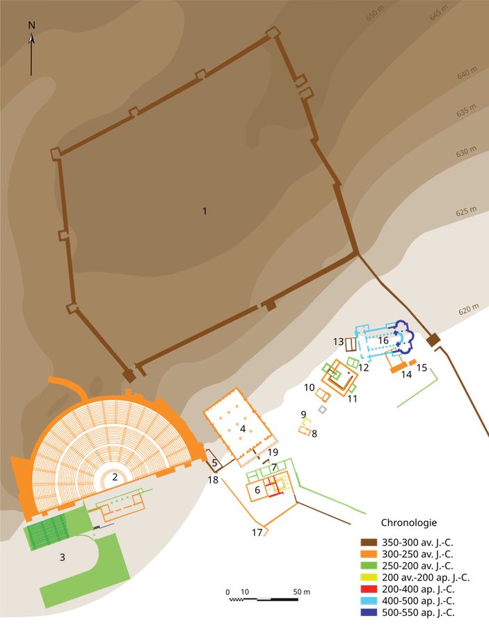 Plan du site archéologique de Dodone en Epire en Grèce