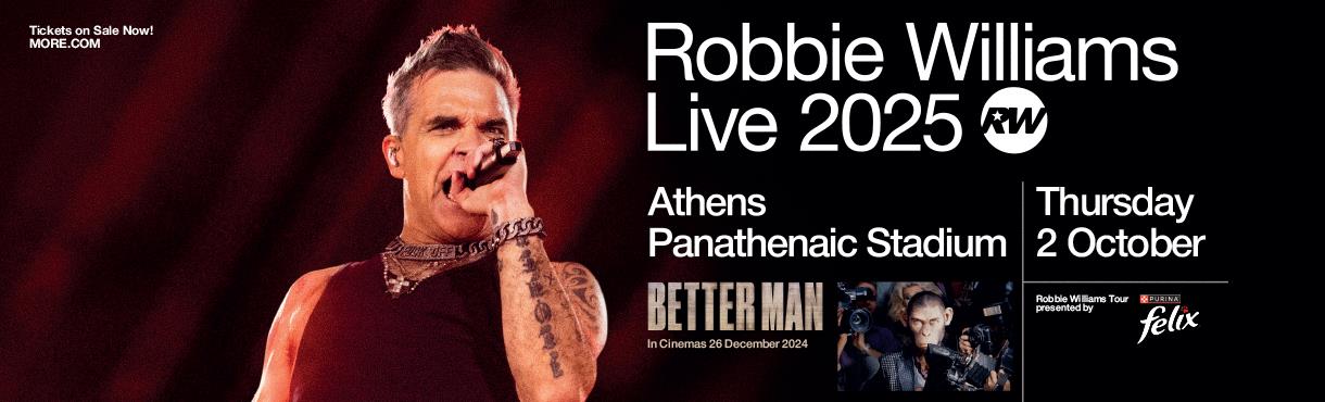 Robbie Williams en concert à Athènes au stade de marbre le 2 Octobre 2025